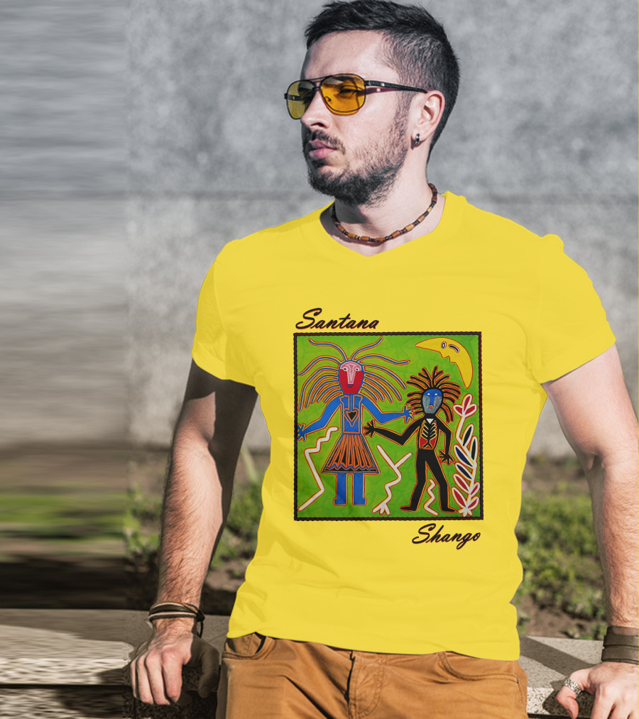 Santana Shango Colorful Tribal Art With Moon And Figures T-Shirt