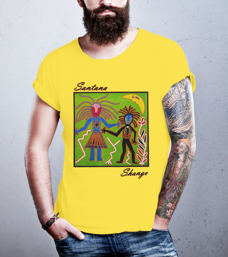 Santana Shango Colorful Tribal Art With Moon And Figures T-Shirt