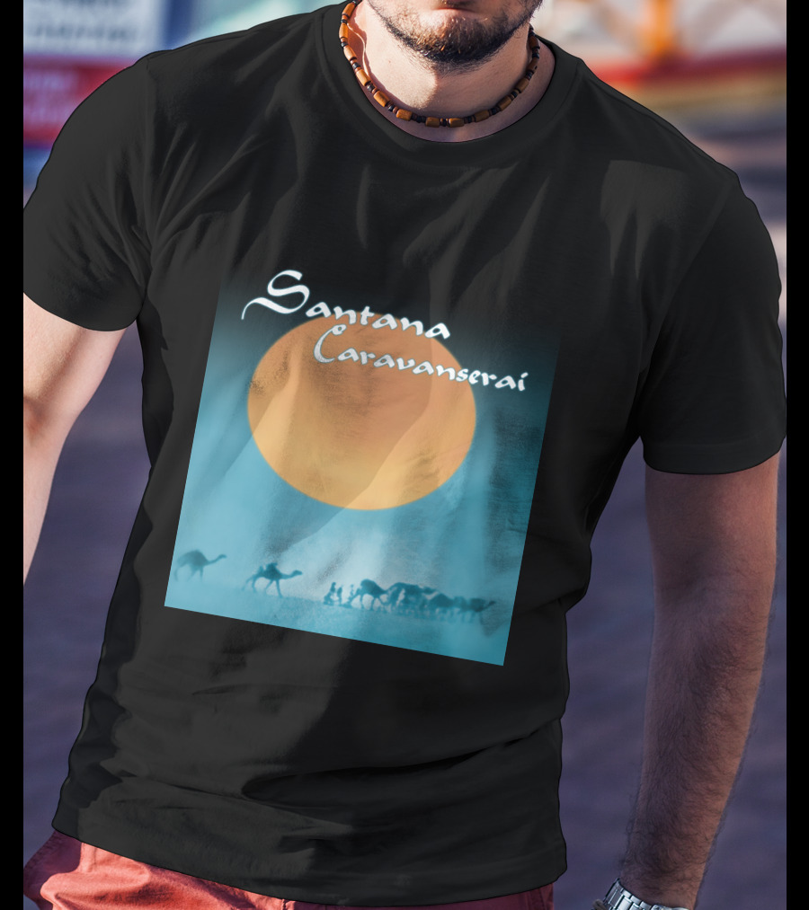 Santana Caravanserai Desert Caravan Under Orange Moon T-Shirt