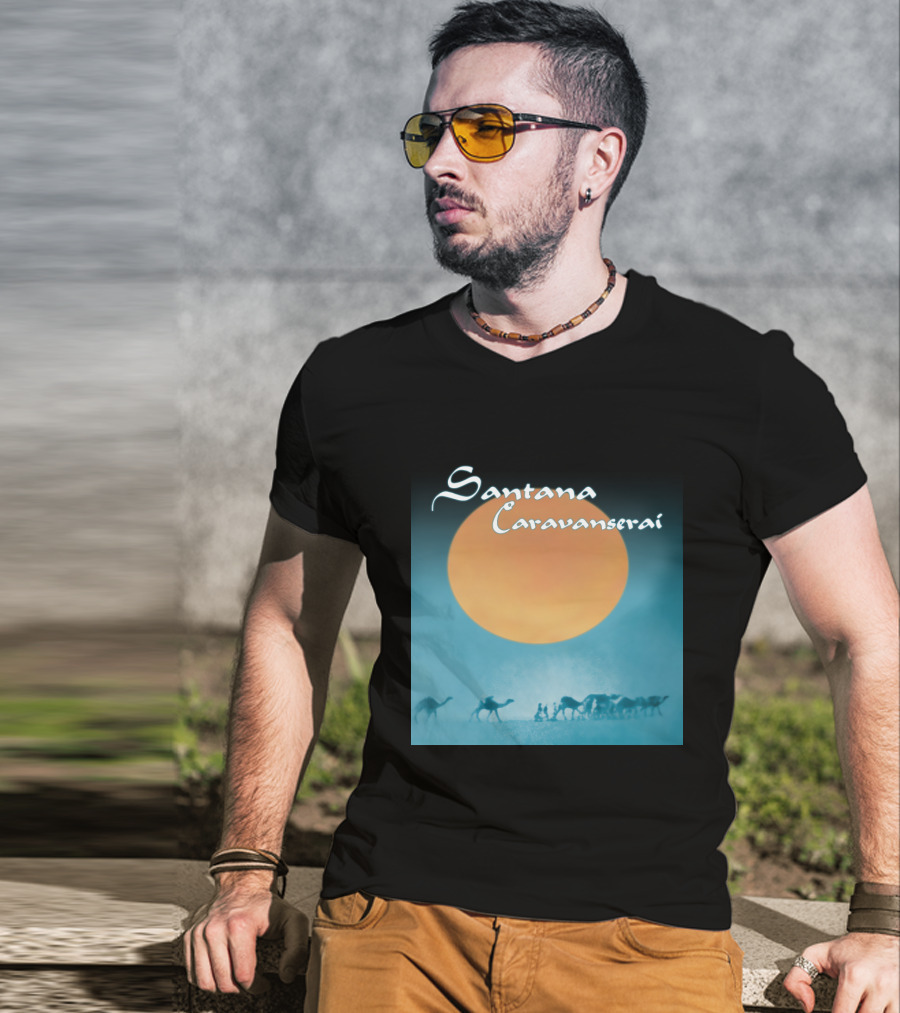 Santana Caravanserai Desert Caravan Under Orange Moon T-Shirt