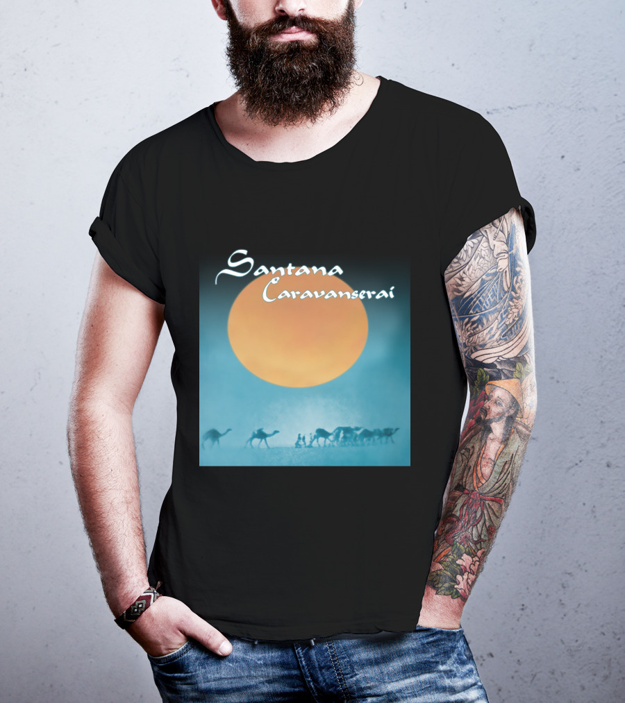 Santana Caravanserai Desert Caravan Under Orange Moon T-Shirt