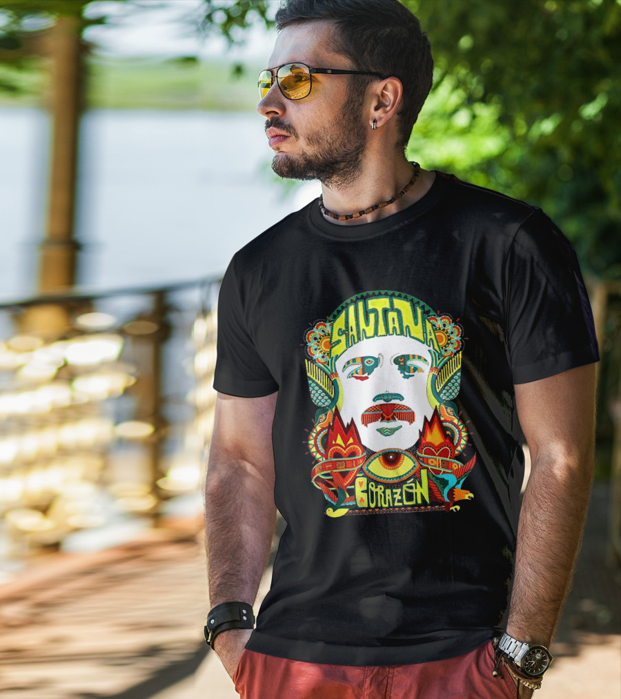 Santana Corazón Psychedelic Art Face T-Shirt