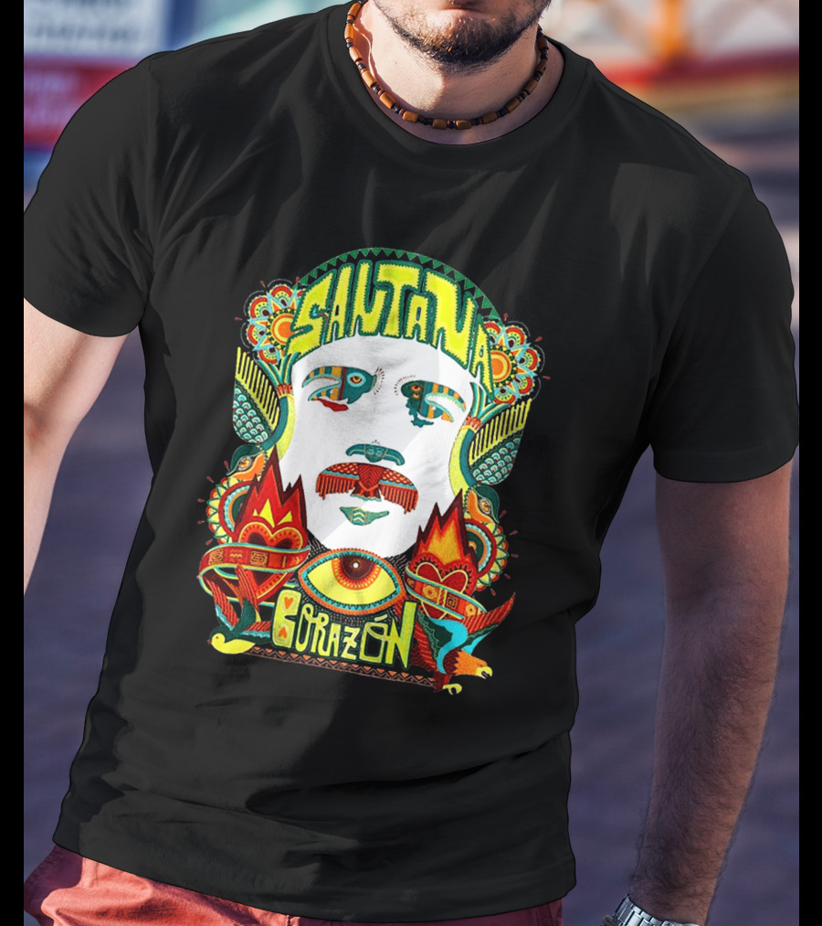 Santana Corazón Psychedelic Art Face T-Shirt