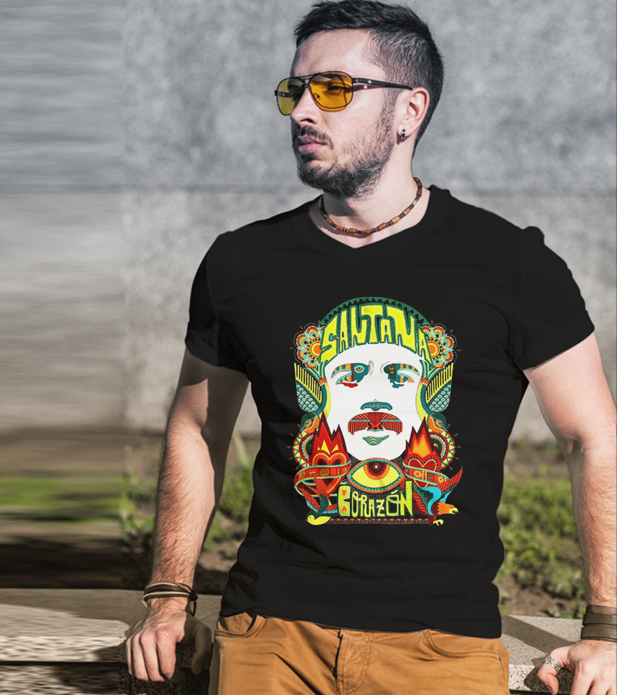 Santana Corazón Psychedelic Art Face T-Shirt
