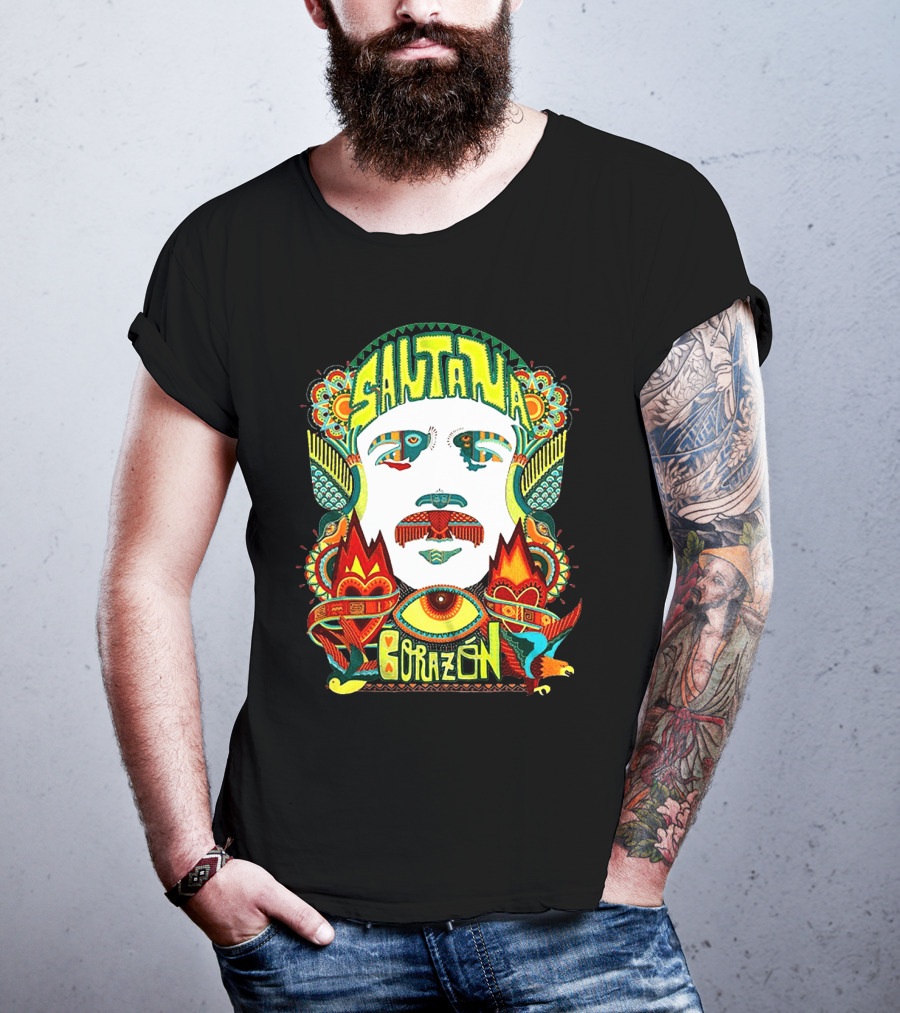 Santana Corazón Psychedelic Art Face T-Shirt