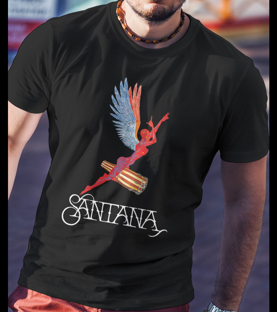 Santana Angel With Winged Figure On Drum T-Shirt