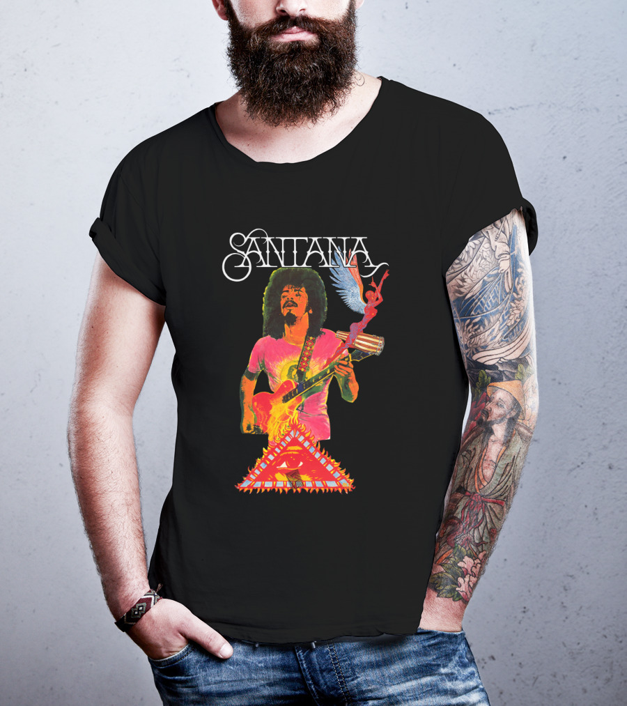 Santana Guitar Art With Angel And Pyramid T-Shirt