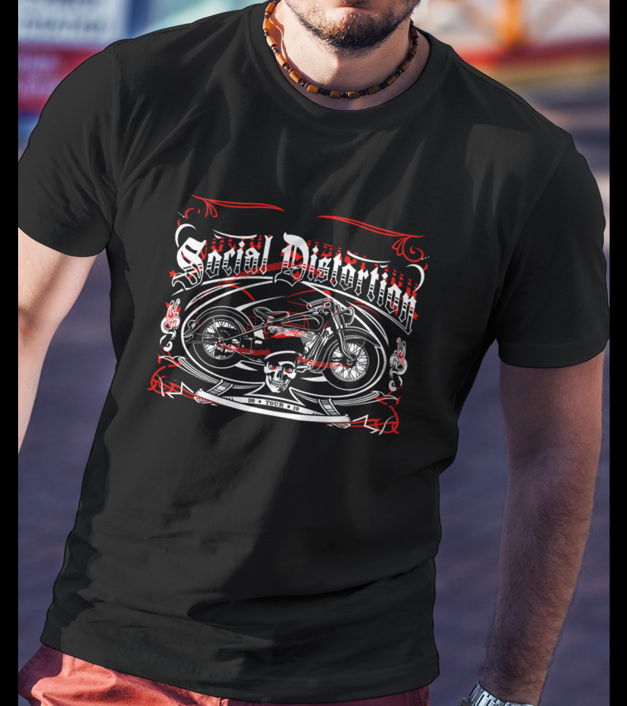 Social Distortion 2010 Tour Motorcycle Skull T-Shirt