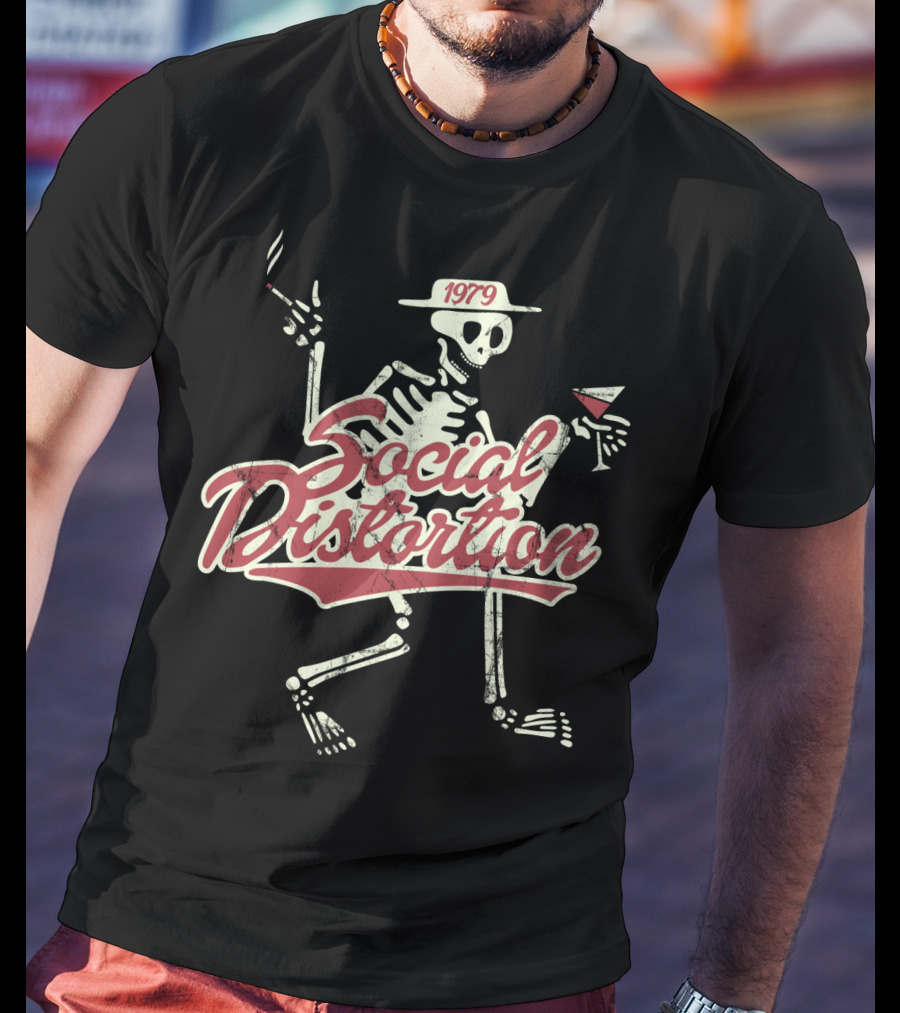 Social Distortion 1979 Skeleton Smoking And Drinking T-Shirt