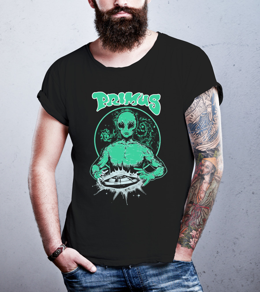 Primus Alien Holding Ufo With Cosmic T-Shirt