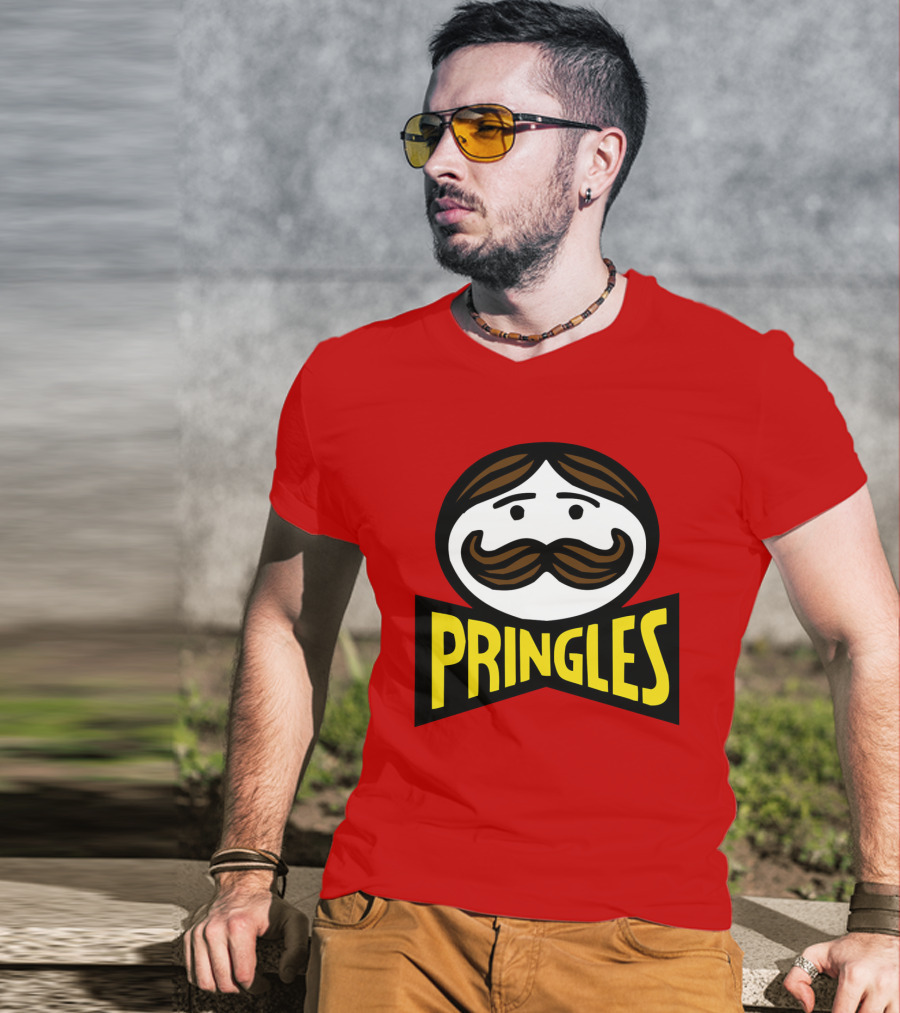 Prm 36 Pringles Logo Mustache And Bowtie T-Shirt