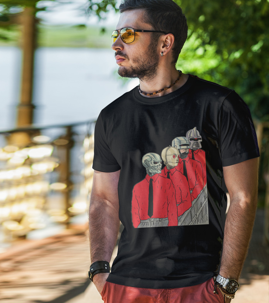 Robots In Red Shirts Black Ties T-Shirt