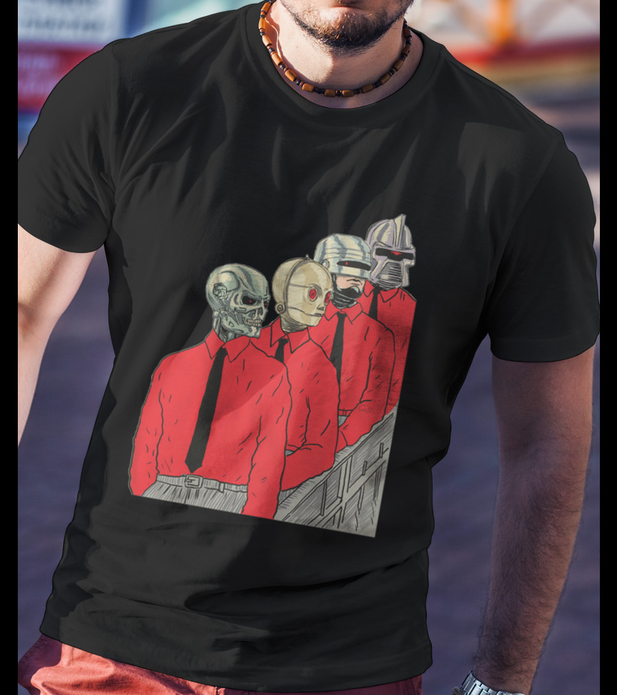 Robots In Red Shirts Black Ties T-Shirt