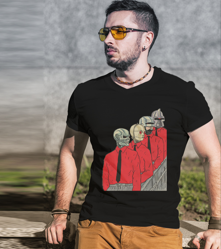 Robots In Red Shirts Black Ties T-Shirt