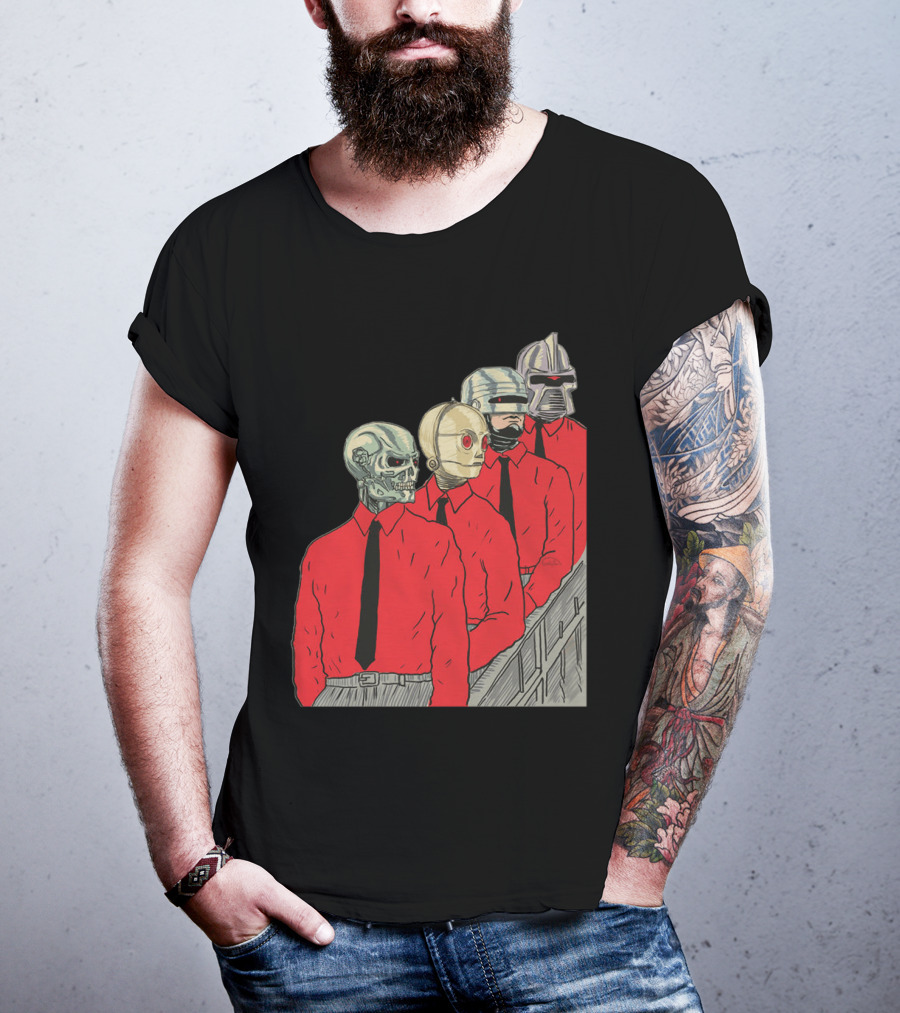 Robots In Red Shirts Black Ties T-Shirt