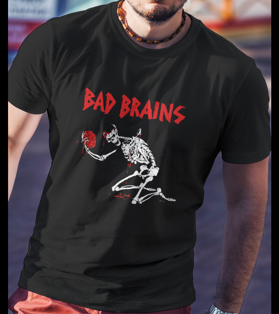 Bad Brains Skeleton Holding Brain T-Shirt