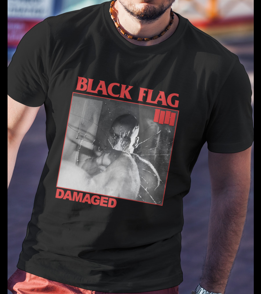 Black Flag Damaged Three Bars T-Shirt