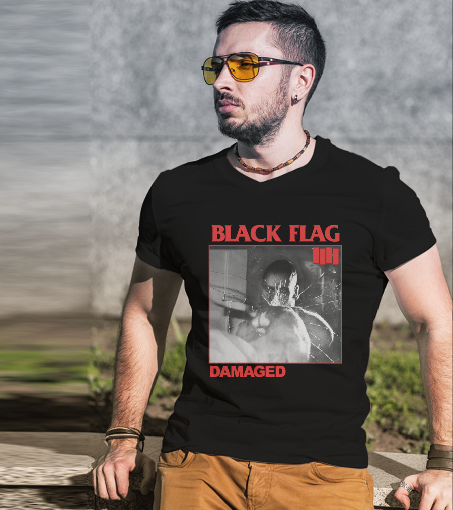 Black Flag Damaged Three Bars T-Shirt