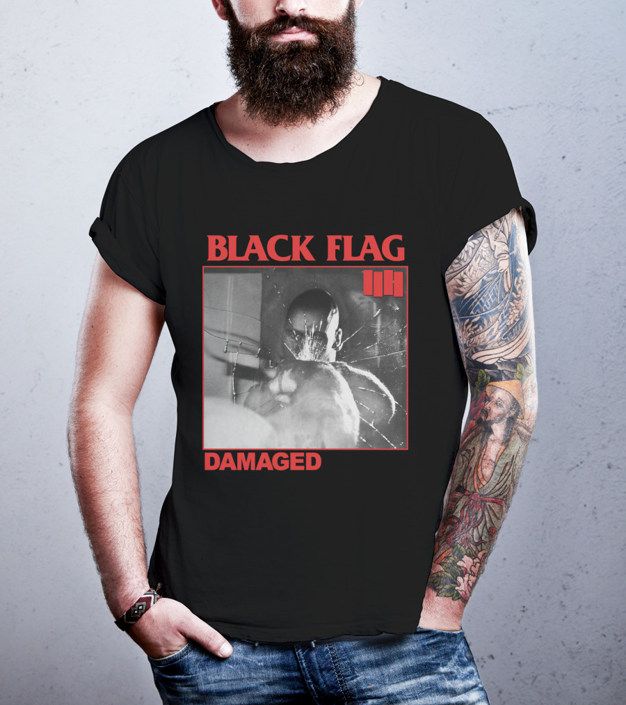 Black Flag Damaged Three Bars T-Shirt