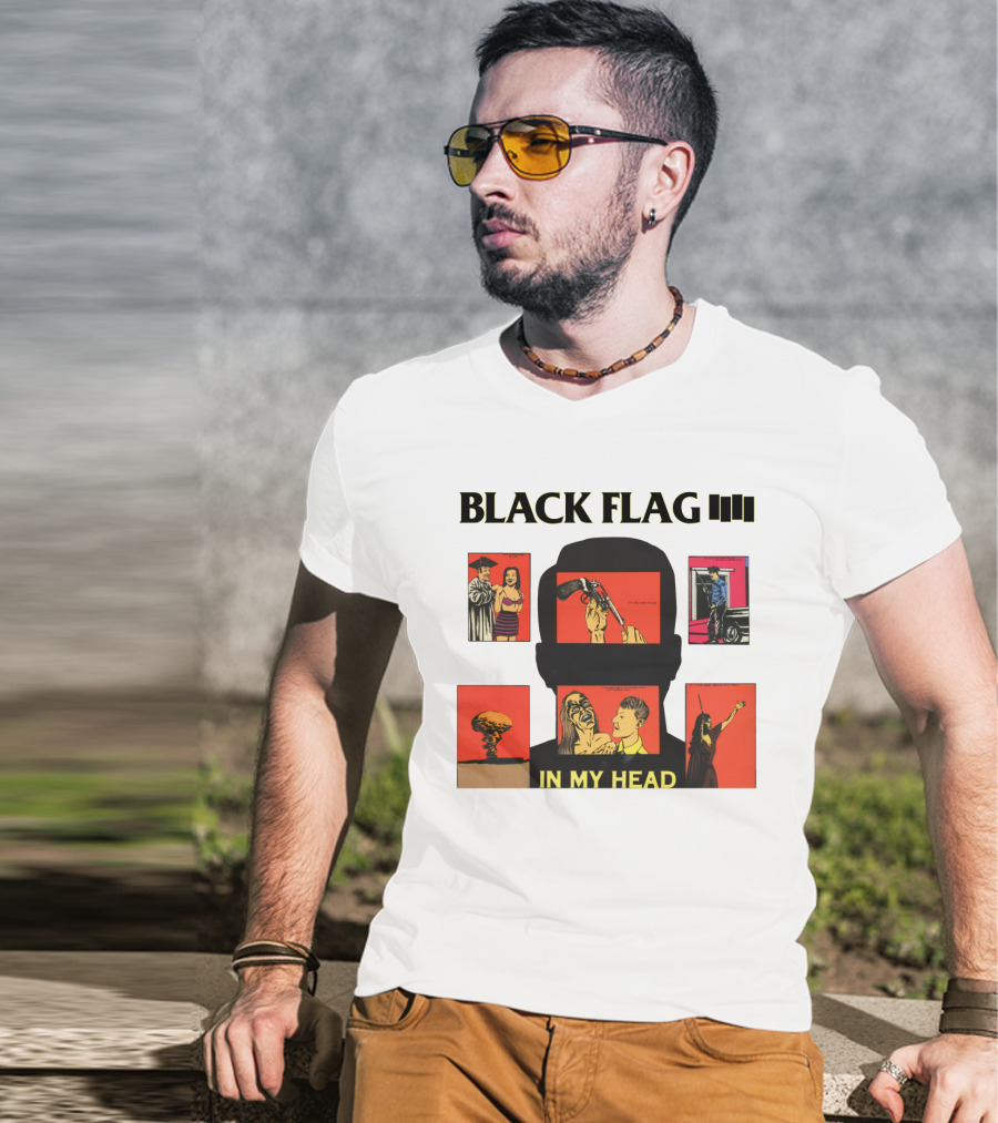 Black Flag In My Head Album Cover Artwork With Iconic Imagery And T-Shirt