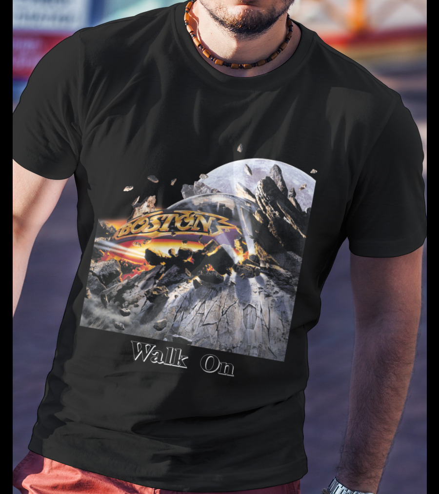 Boston Walk On Rock Explosion Moon Scene T-Shirt