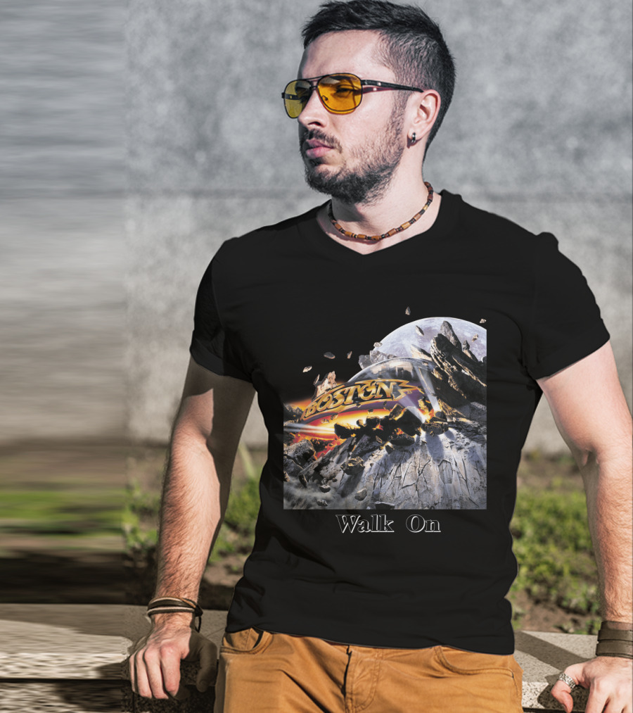Boston Walk On Rock Explosion Moon Scene T-Shirt