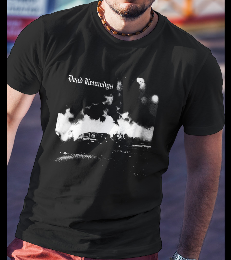 Dead Kennedys Riots And Flames Black And White Scene T-Shirt