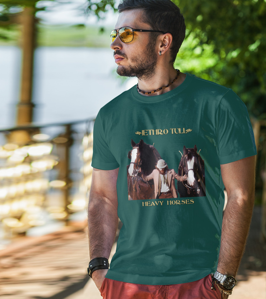 Jethro Tull Heavy Horses Album Cover With Horses And Figure T-Shirt