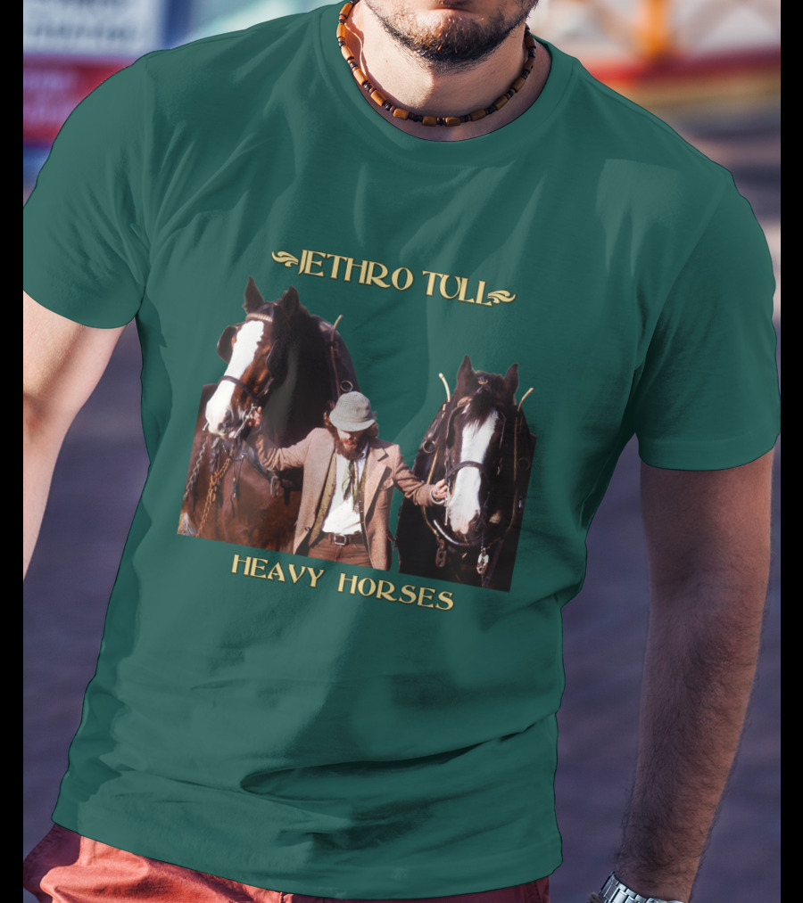 Jethro Tull Heavy Horses Album Cover With Horses And Figure T-Shirt