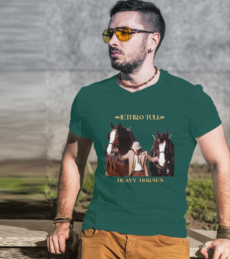 Jethro Tull Heavy Horses Album Cover With Horses And Figure T-Shirt