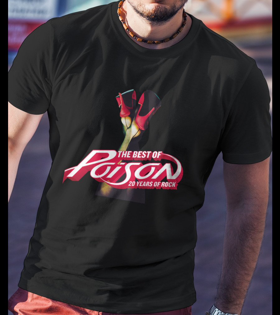 The Best Of Poison 20 Years Of Rock Red Heels On Black T-Shirt