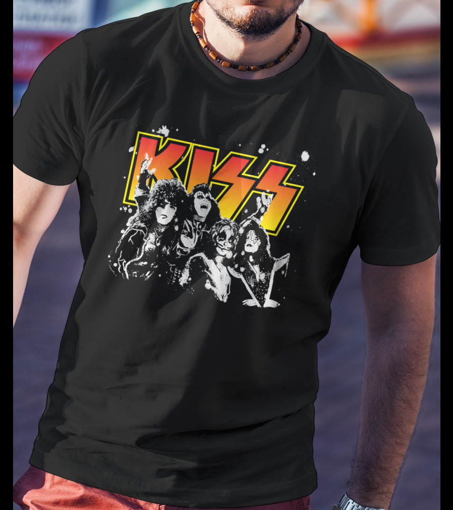 Kiss Band Black And White Group Photo T-Shirt