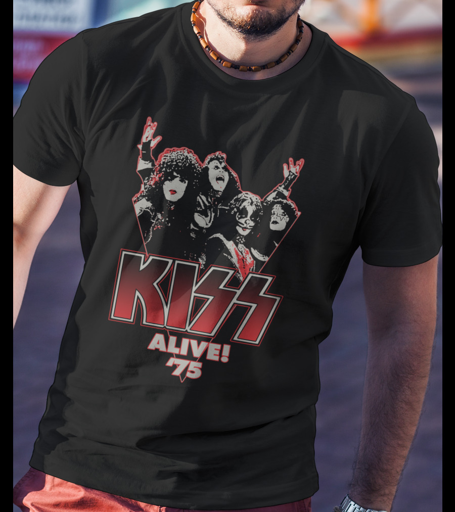 Kiss Alive 75 Concert Tour Poster Iconic Band Members T-Shirt