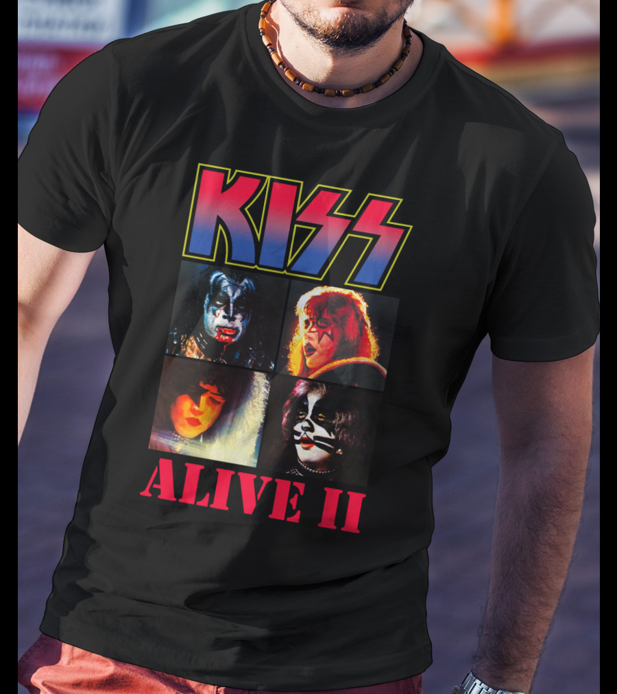 Kiss Alive Ii Classic Band Members Photo Collage T-Shirt