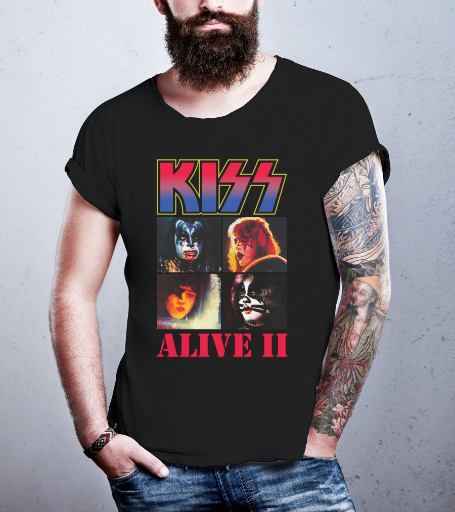 Kiss Alive Ii Classic Band Members Photo Collage T-Shirt