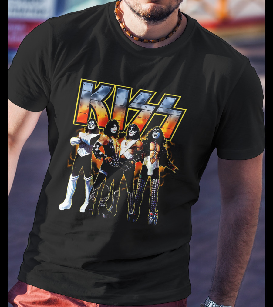 Kiss Band Members In Iconic Rock Style T-Shirt