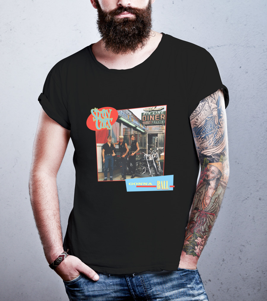 Stray Cats Gonna Ball Fine Line Diner Parking T-Shirt