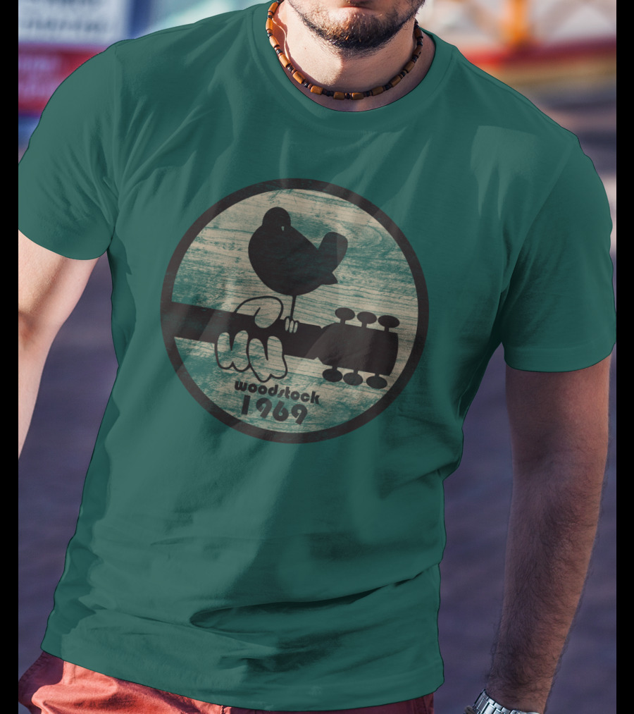 Woodstock 1969 Vintage Bird On Guitar T-Shirt