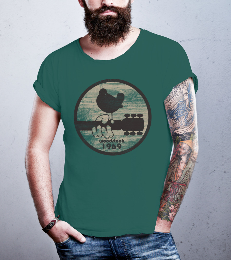 Woodstock 1969 Vintage Bird On Guitar T-Shirt