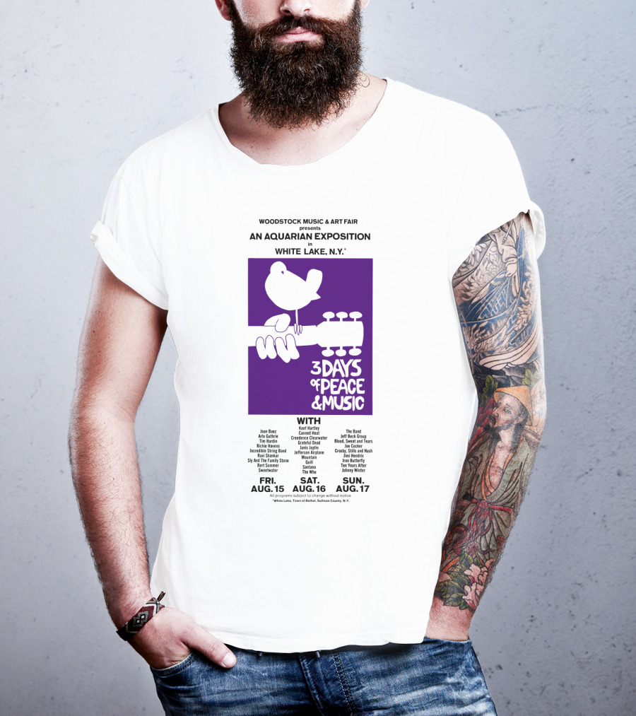 Woodstock Music & Art Fair An Aquarian Exposition White Lake Ny 3 Days Of Peace & Music Aug 15-17 T-Shirt
