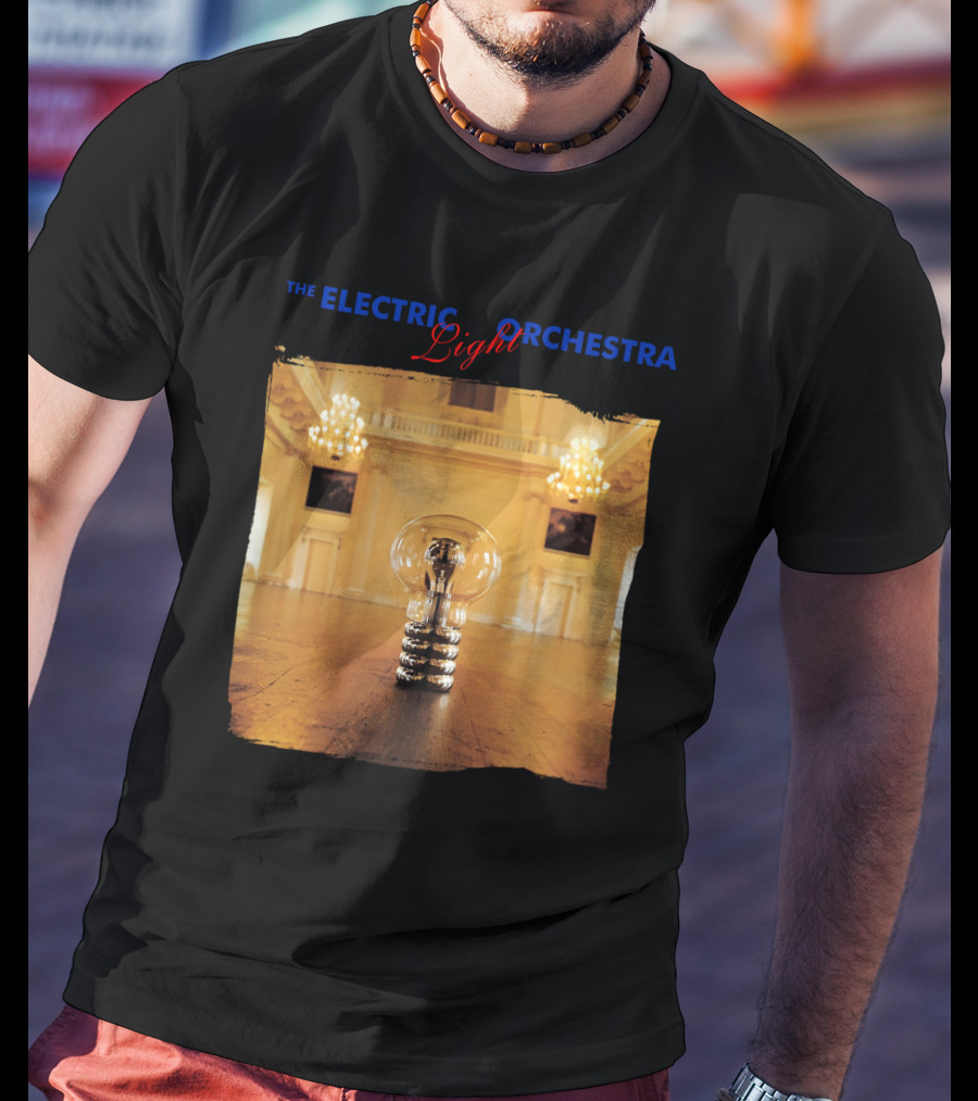 Electric Light Orchestra Lightbulb Room Chandelier Scene T-Shirt