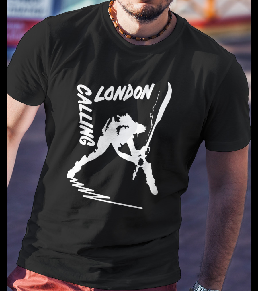 London Calling Punk Rock Guitarist Silhouette T-Shirt