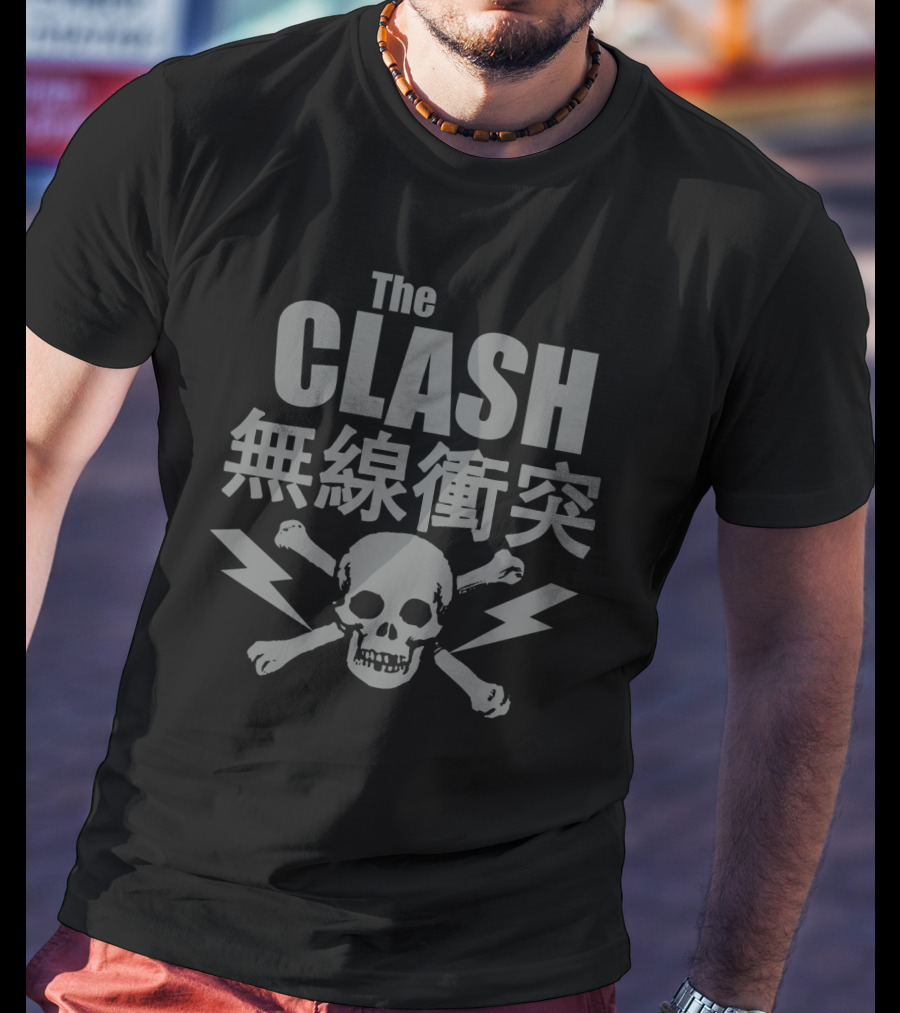 The Clash Skull Crossbones And Lightning Bolts T-Shirt