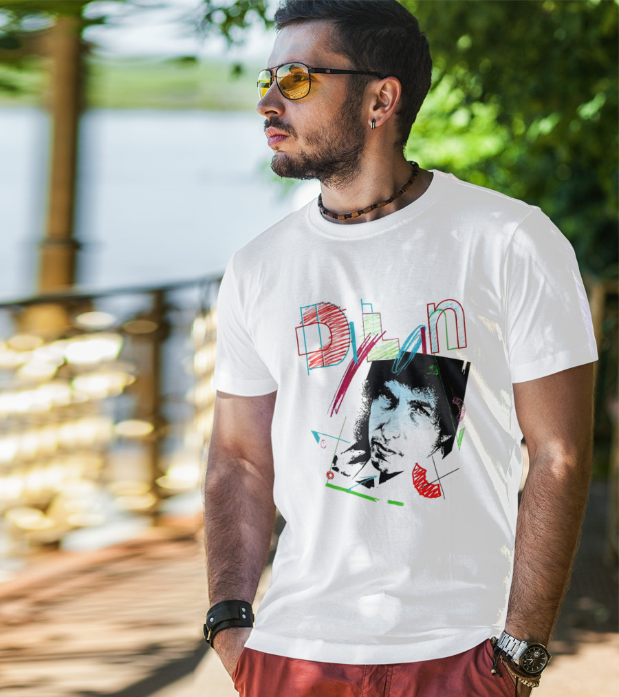 Dylan Graphic Portrait With Colorful Abstract Elements T-Shirt