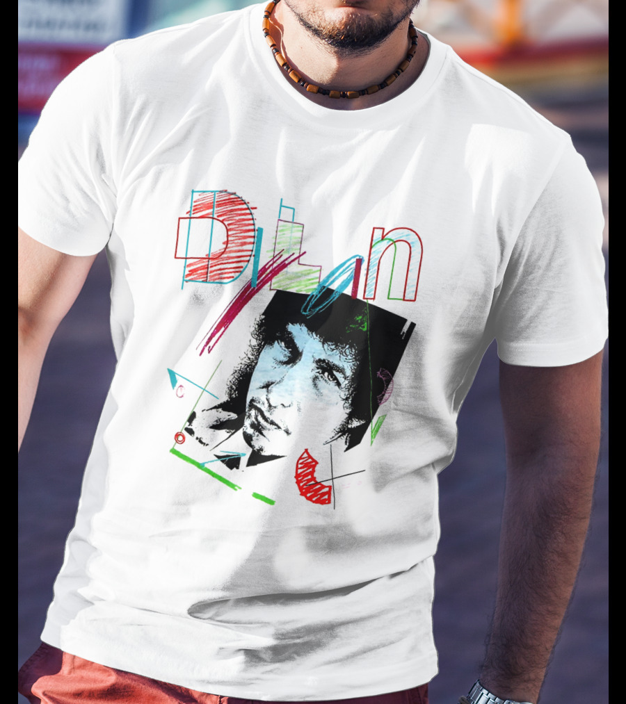 Dylan Graphic Portrait With Colorful Abstract Elements T-Shirt