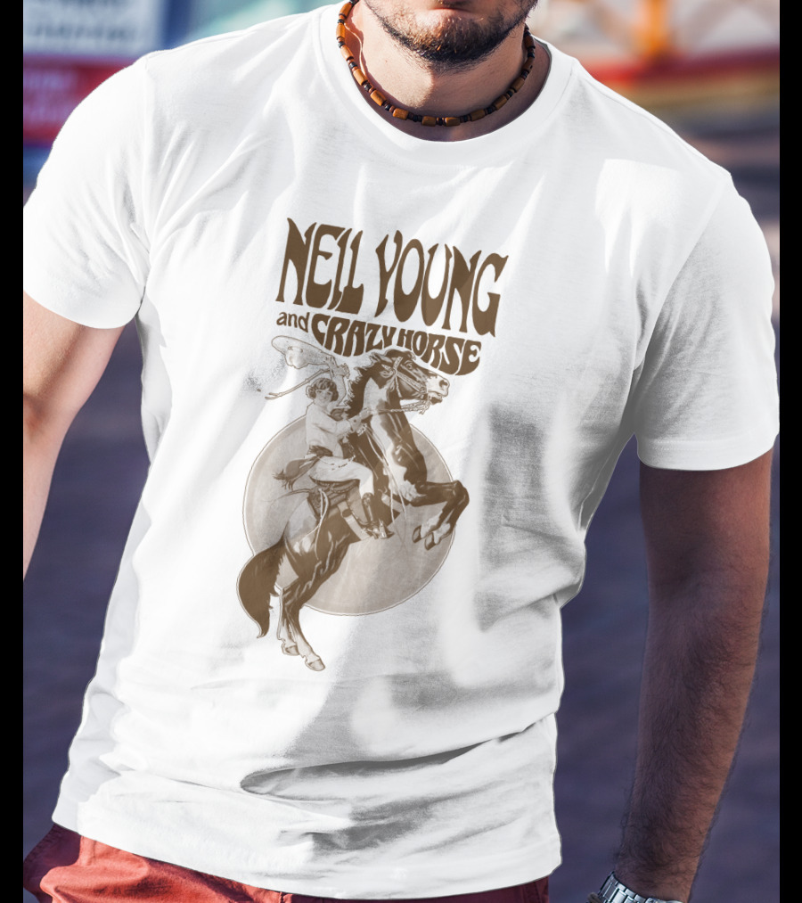 Neil Young And Crazy Horse Cowboy Rider Retro Style T-Shirt