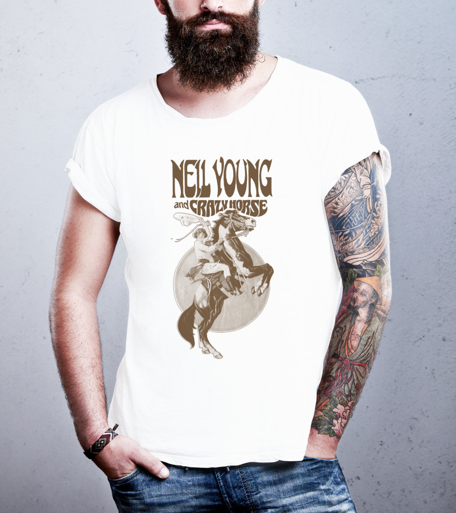 Neil Young And Crazy Horse Cowboy Rider Retro Style T-Shirt