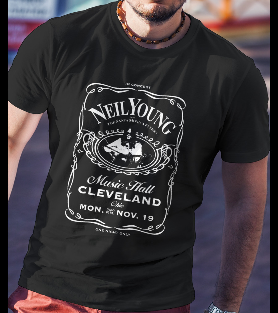 Neil Young Santa Monica Flyers Cleveland Music Hall November 19 Concert Poster T-Shirt