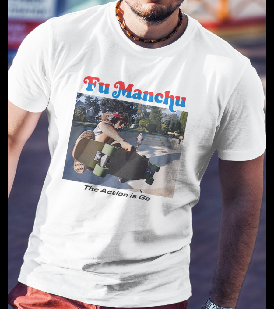 Fu Manchu The Action Is Go Skateboarding Bowl Scene T-Shirt