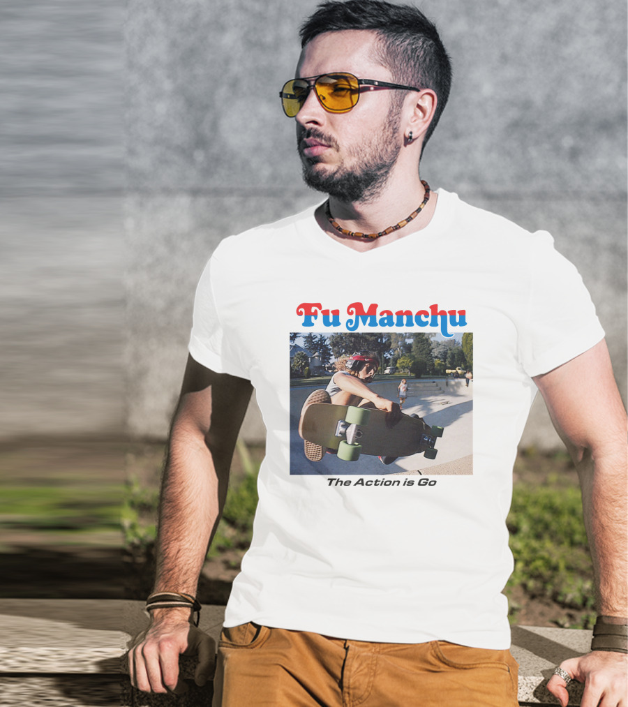 Fu Manchu The Action Is Go Skateboarding Bowl Scene T-Shirt